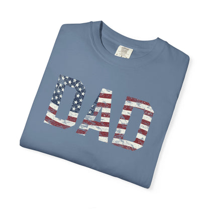 Dad 4th of July Shirt Comfort Colors®  Independence Day Patriotic Mom Dad Gift Exhausted but Free USA Humor Shirt