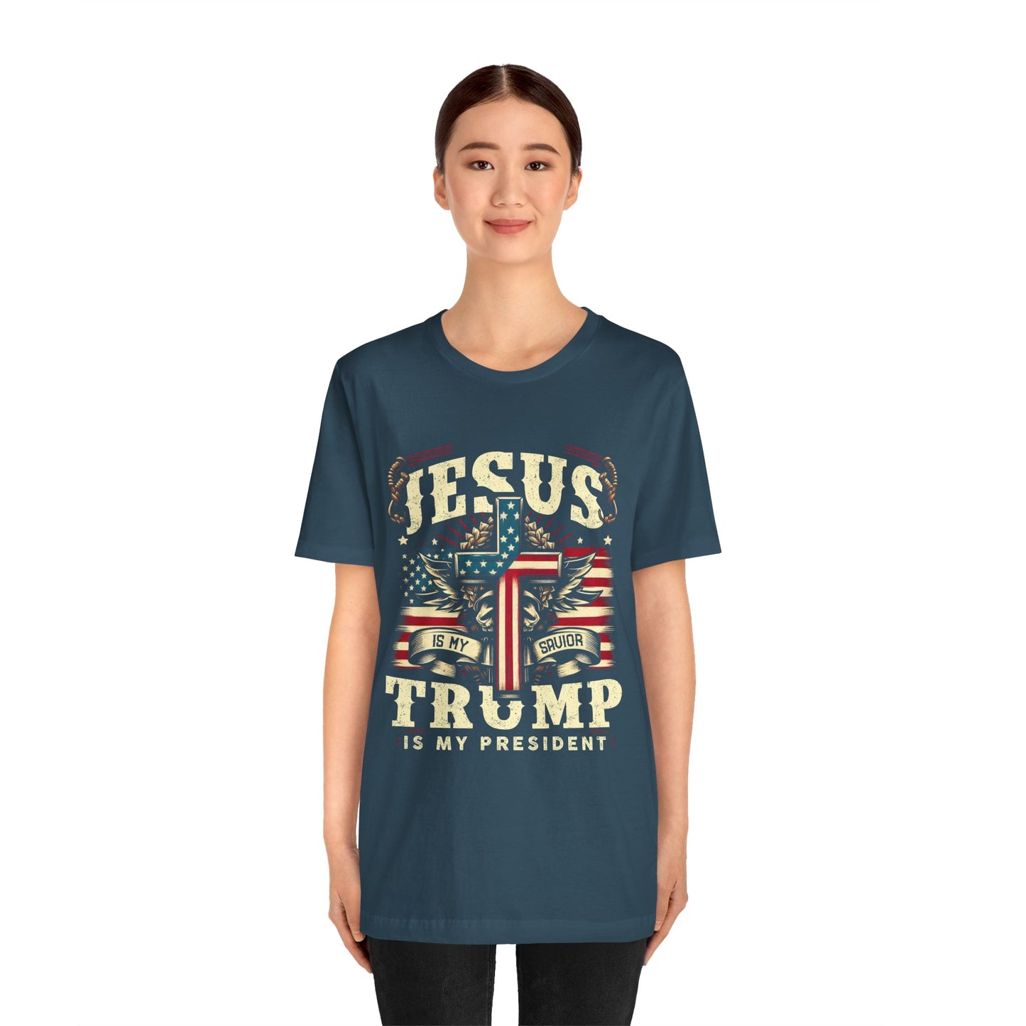 Adult Tee Jesus is my Savior, and Trump is my President