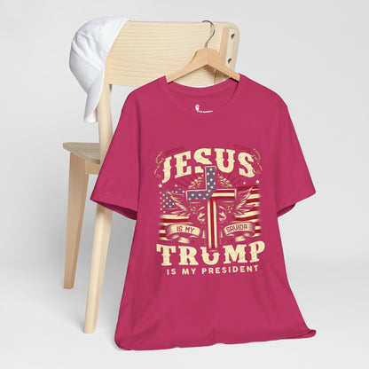 Adult Tee Jesus is my Savior, and Trump is my President