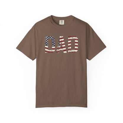 Dad 4th of July Shirt Comfort Colors®  Independence Day Patriotic Mom Dad Gift Exhausted but Free USA Humor Shirt