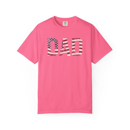 Dad 4th of July Shirt Comfort Colors®  Independence Day Patriotic Mom Dad Gift Exhausted but Free USA Humor Shirt