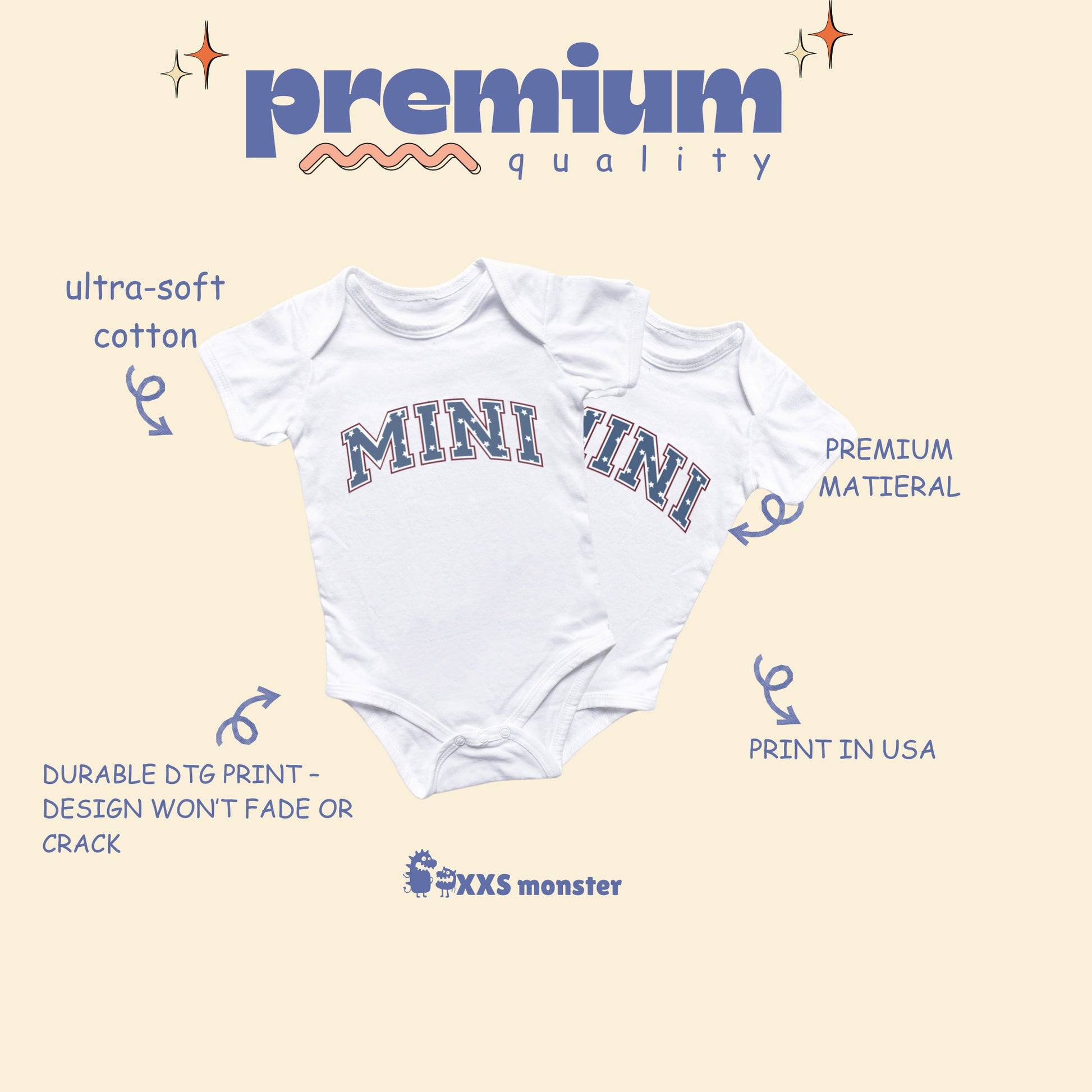 a picture of a baby's bodysuit labeled in the words