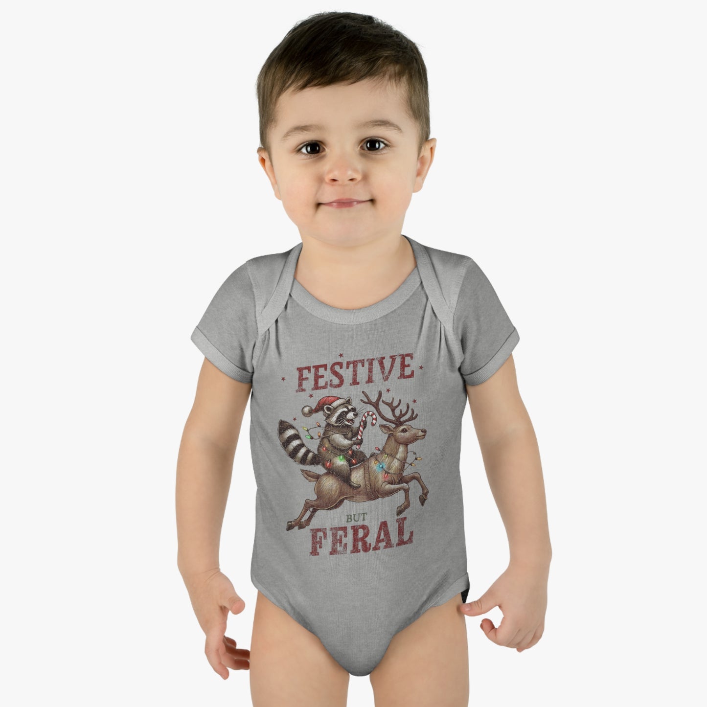 Baby Bodysuit Merry Christmas Infant Rib Jumpsuit Festive But Feral