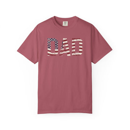 Dad 4th of July Shirt Comfort Colors®  Independence Day Patriotic Mom Dad Gift Exhausted but Free USA Humor Shirt