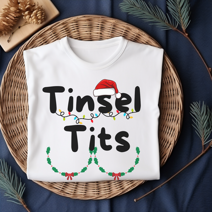 Christmas Couple Funny T-Shirt Tinsel Tits XXS02