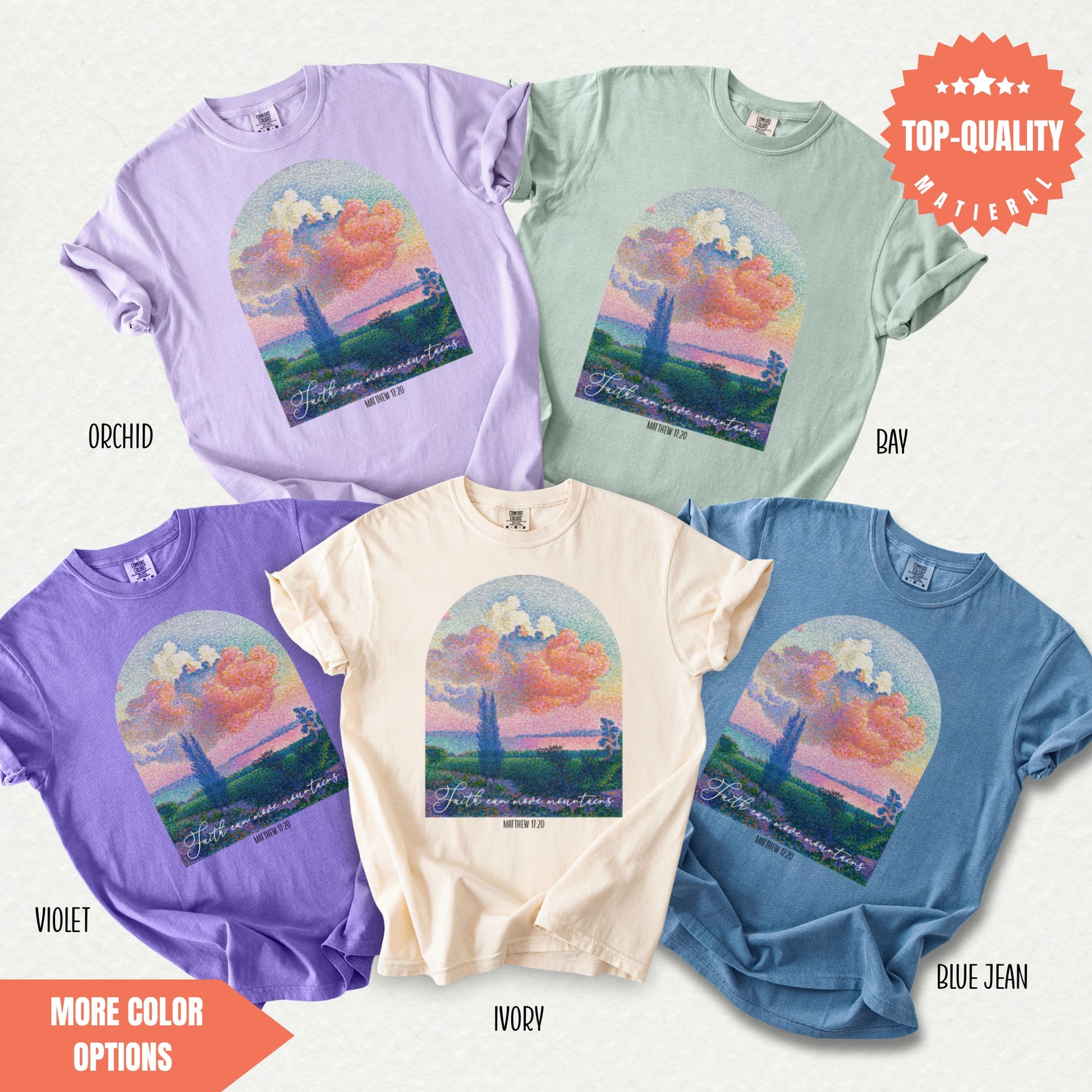 a group of four t - shirts with a picture of a tree