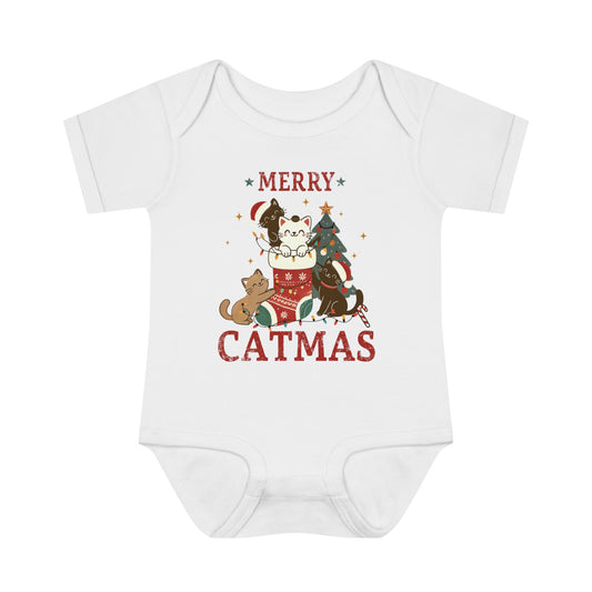 Baby Bodysuit Merry Christmas Infant Rib Jumpsuit Catmas