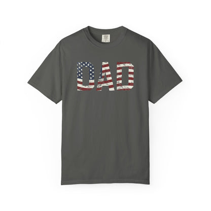 Dad 4th of July Shirt Comfort Colors®  Independence Day Patriotic Mom Dad Gift Exhausted but Free USA Humor Shirt