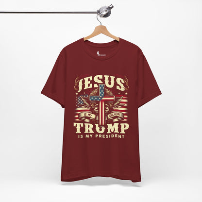 Adult Tee Jesus is my Savior, and Trump is my President