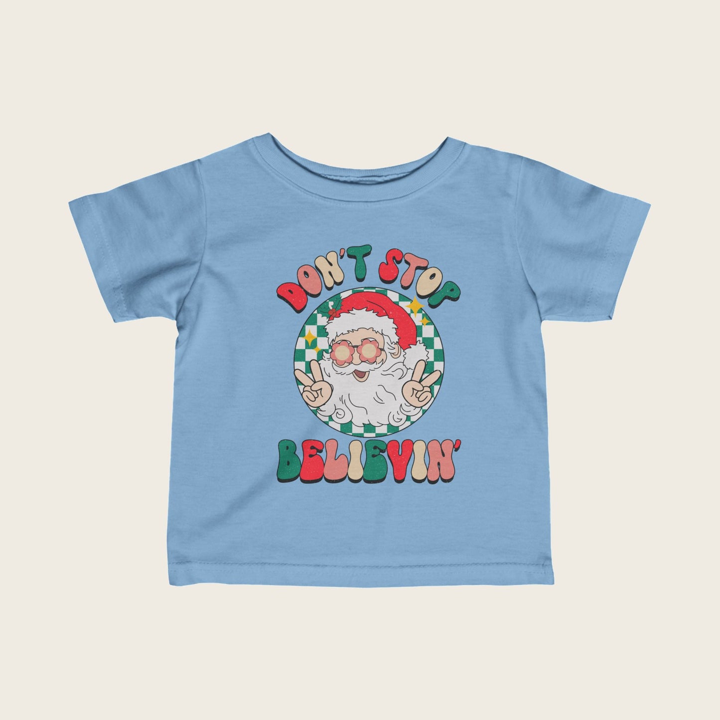 Infant Tee - Colorful Happy Santa Design