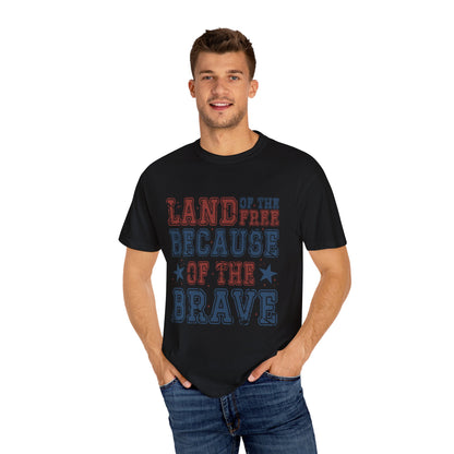 Land Of Free Shirt 4th of July Shirt Comfort Colors®  Independence Day Patriotic Mom Dad Gift Exhausted but Free USA Humor Shirt