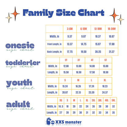 a family size chart for a child's toddler