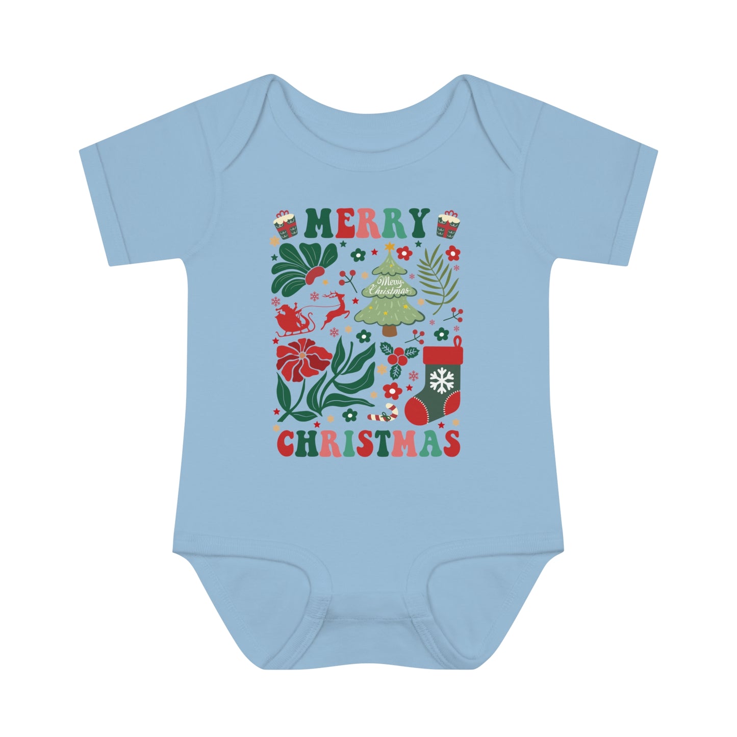 Baby Bodysuit Merry Christmas Infant Rib Jumpsuit