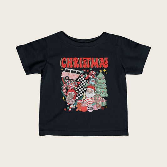 Infant Tee - Santa Christmas Trees and Cars Design