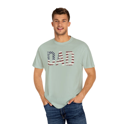 Dad 4th of July Shirt Comfort Colors®  Independence Day Patriotic Mom Dad Gift Exhausted but Free USA Humor Shirt