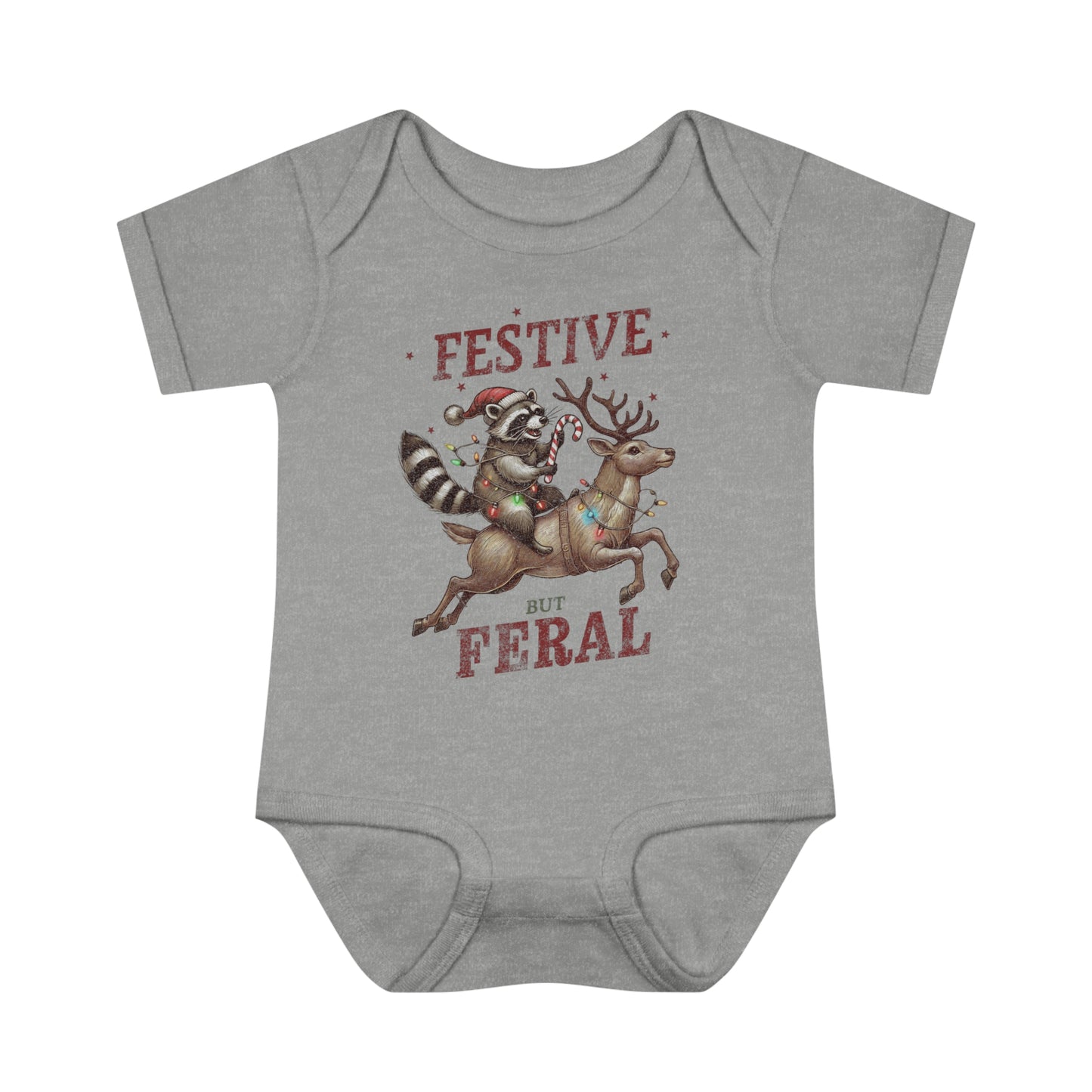 Baby Bodysuit Merry Christmas Infant Rib Jumpsuit Festive But Feral