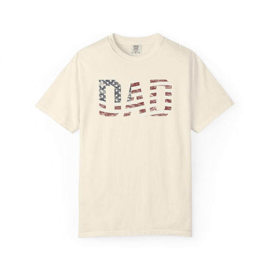 Dad 4th of July Shirt Comfort Colors®  Independence Day Patriotic Mom Dad Gift Exhausted but Free USA Humor Shirt
