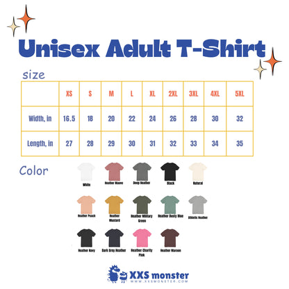 a shirt size chart with different colors and sizes