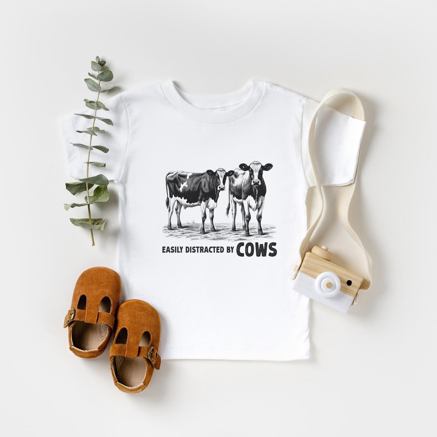 Farm Toddler Tee Easily Distracted By Cows