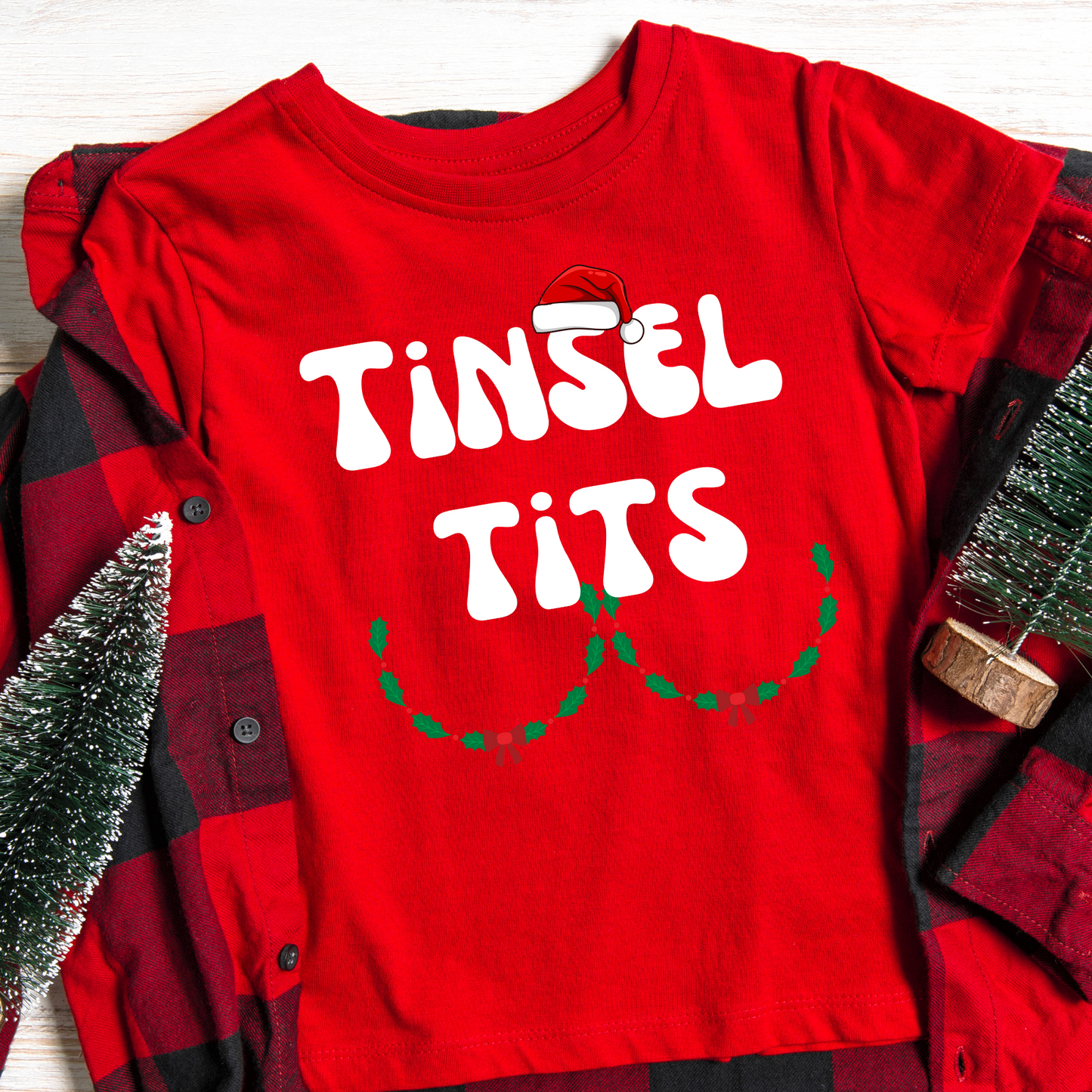 Christmas Couple Funny T-Shirt Tinsel Tits