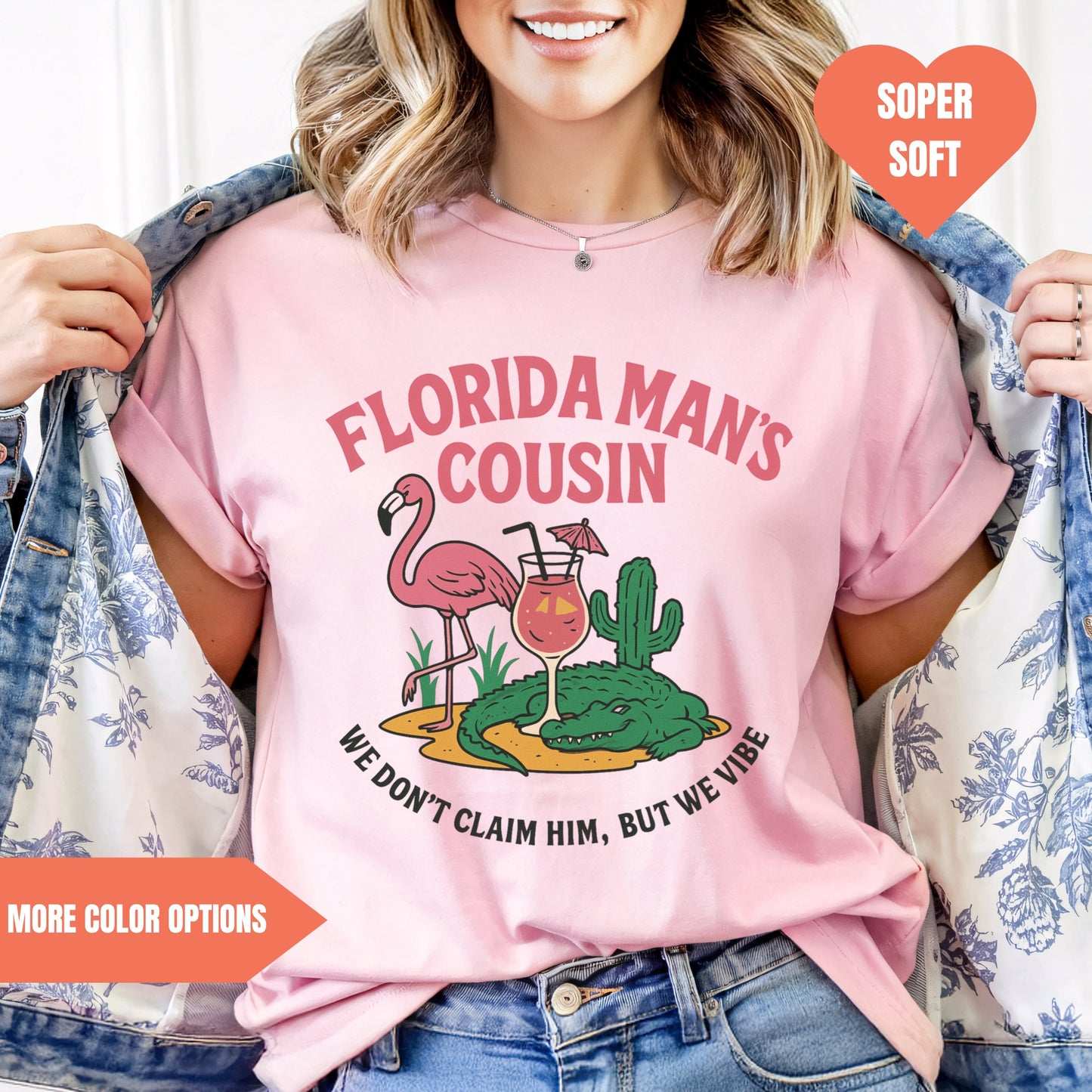 Florida Man's Cousin Shirt Funny Flamingo Gator Tee