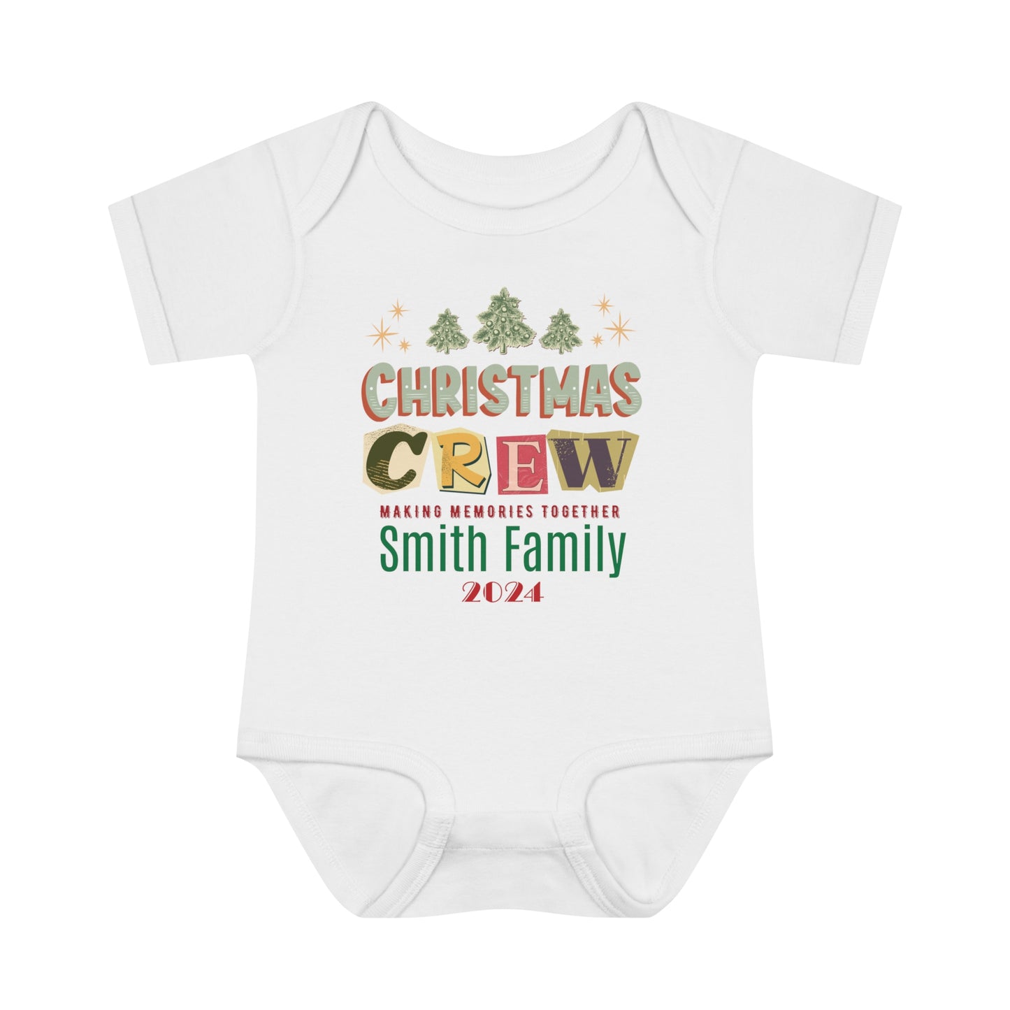 Infant Bodysuit Christmas Crew - Personalized Family Name