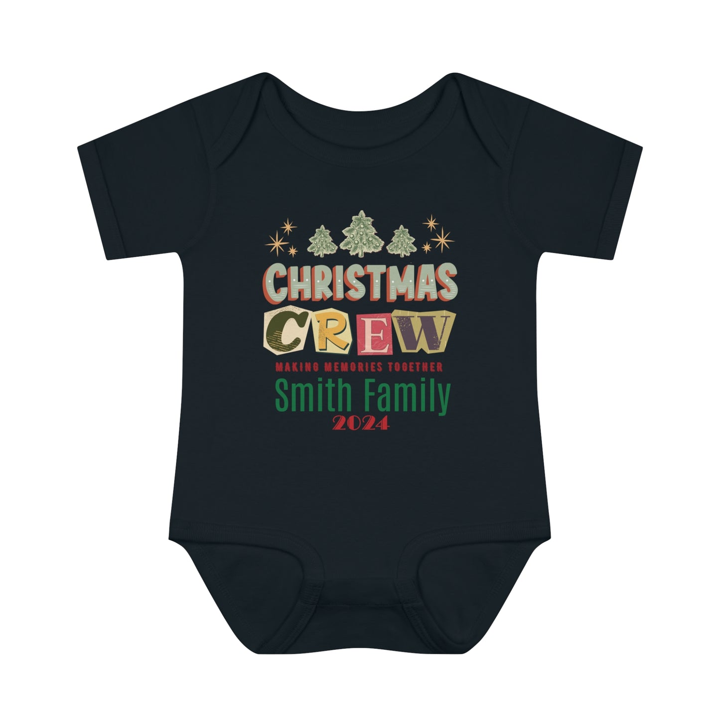 Infant Bodysuit Christmas Crew - Personalized Family Name