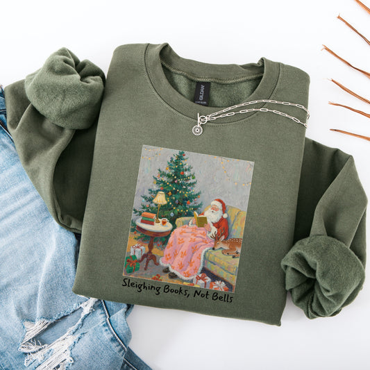 Christmas Sweatshirt Sleighing Books, Not Bells