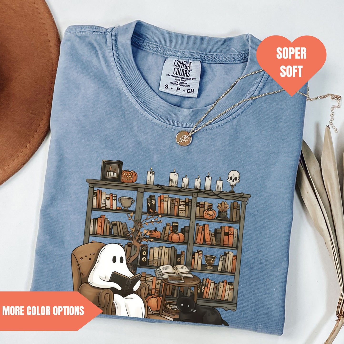 Retro Halloween Book Lover T-Shirt Dead Inside, But Reading Comfort Colors