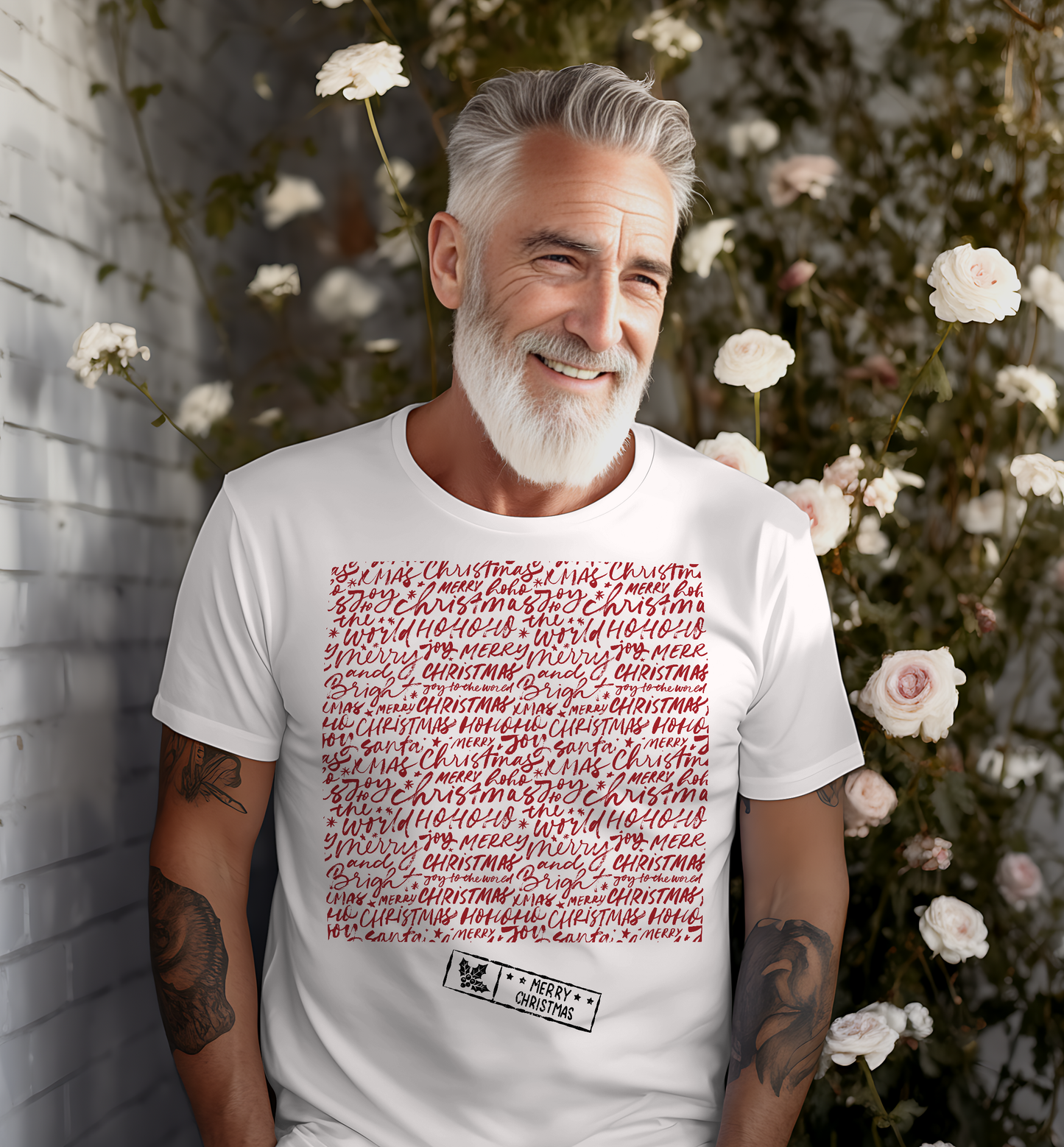 Christmas T-shirt Merry Christmas Letters Writing