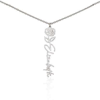 Birth Month Flower Custom Name Necklace