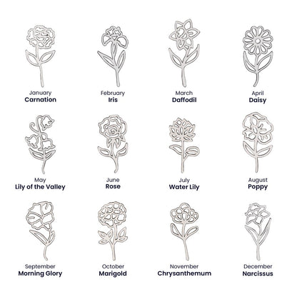 Birth Month Flower Custom Name Necklace