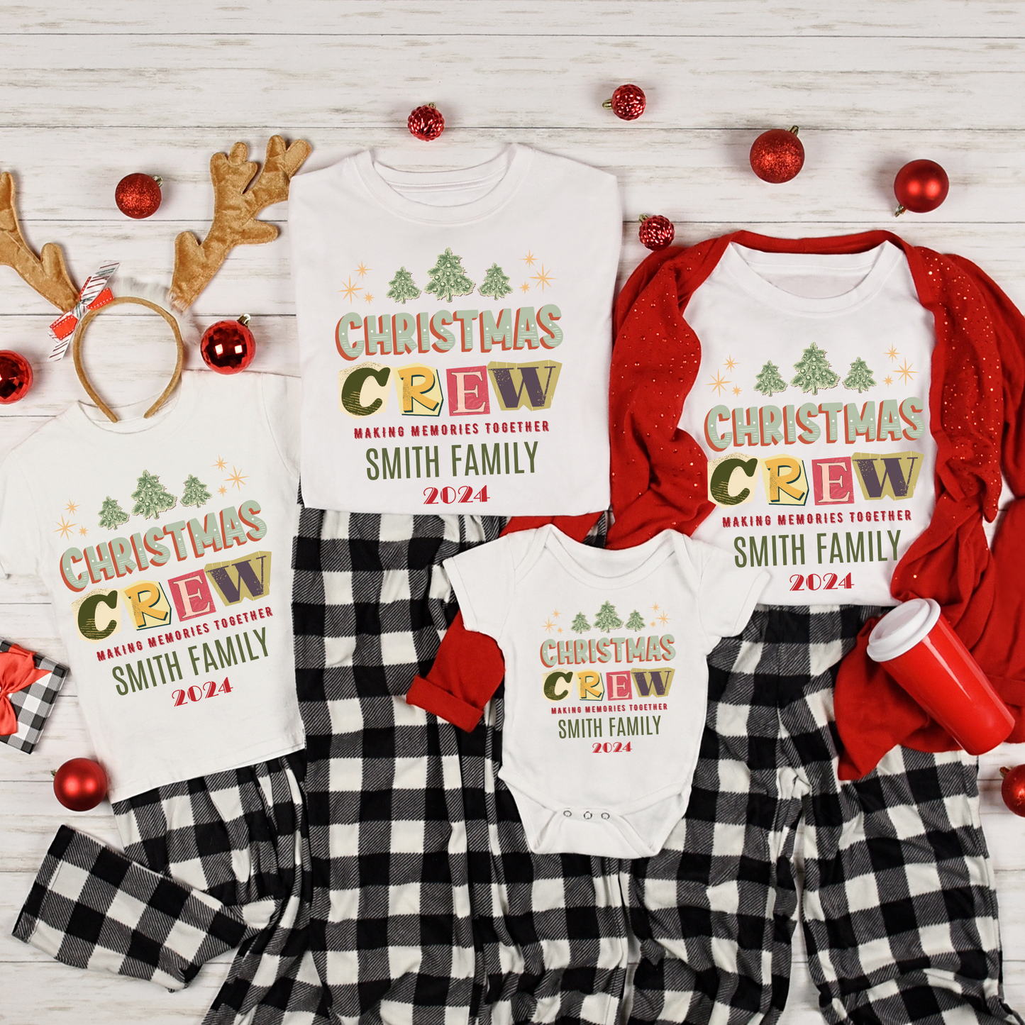 Christmas Youth Tee - Personalized Family Name Christmas Crew T-shirt