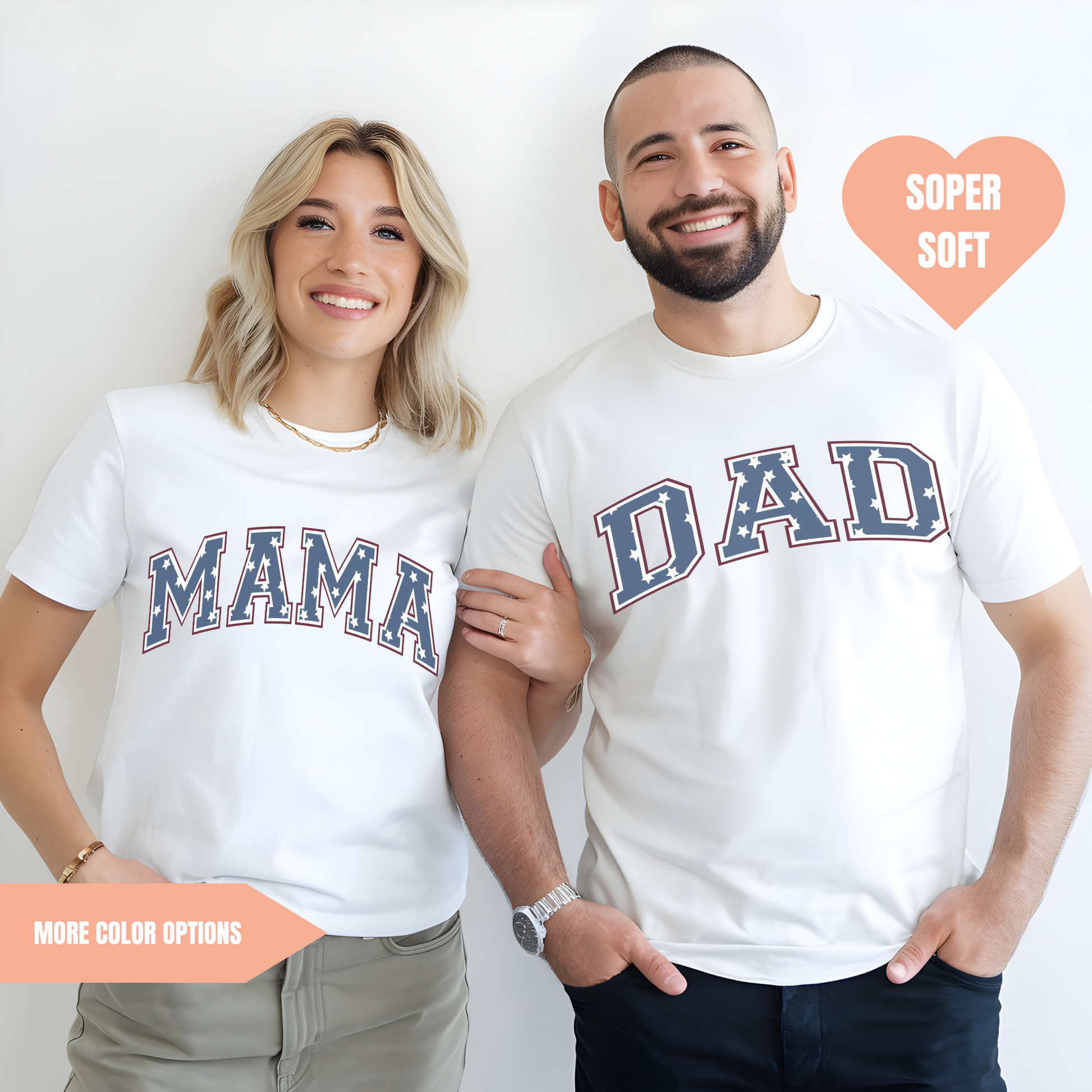 a man and a woman wearing matching shirts