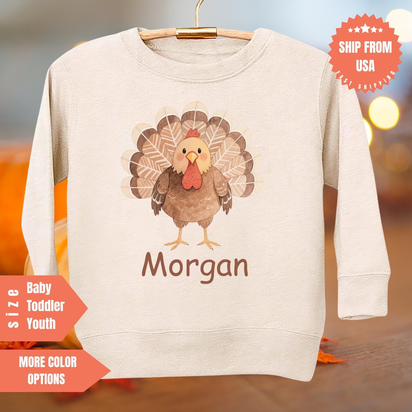 Custom Name Thanksgiving Toddler Sweatshirt