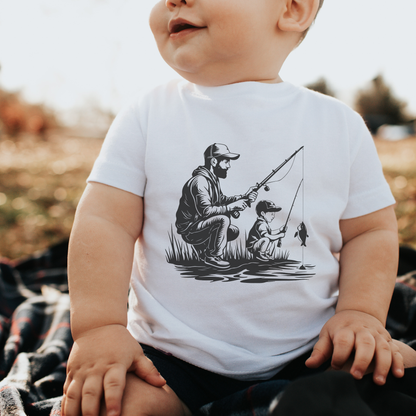 Toddler Tee Fun Playtime Short Sleeve Shirt Dad And Son Fishing Design