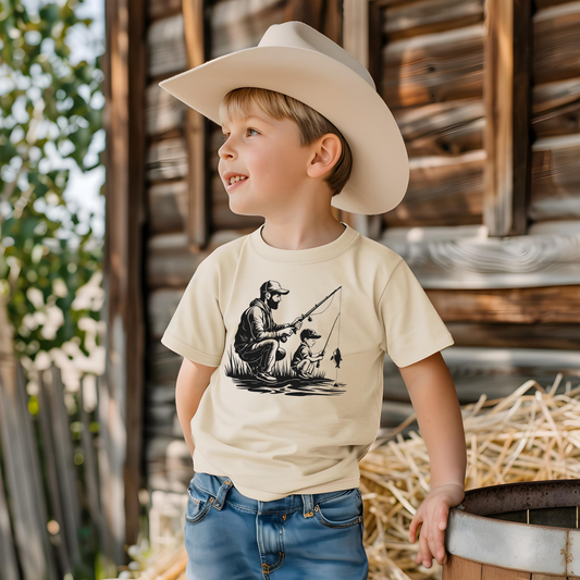 Toddler Tee Fun Playtime Short Sleeve Shirt Dad And Son Fishing Design