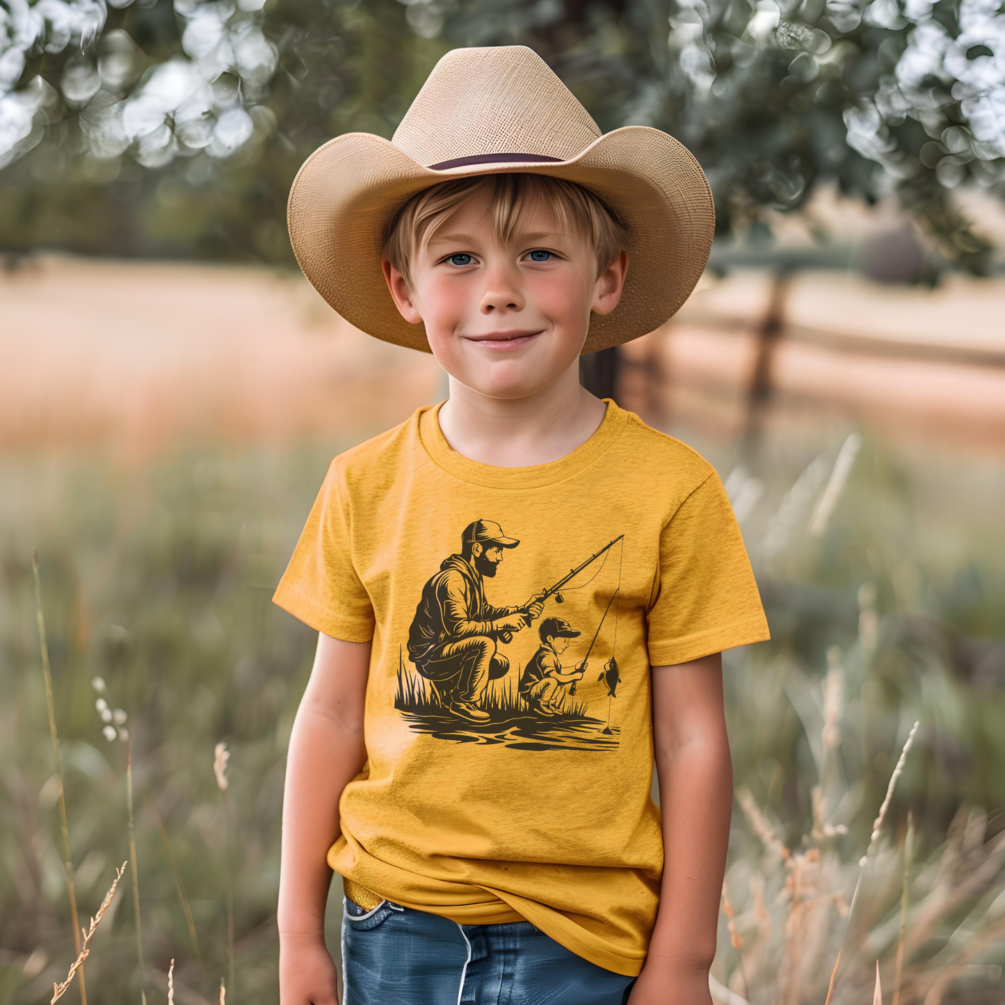 Toddler Tee Fun Playtime Short Sleeve Shirt Dad And Son Fishing Design