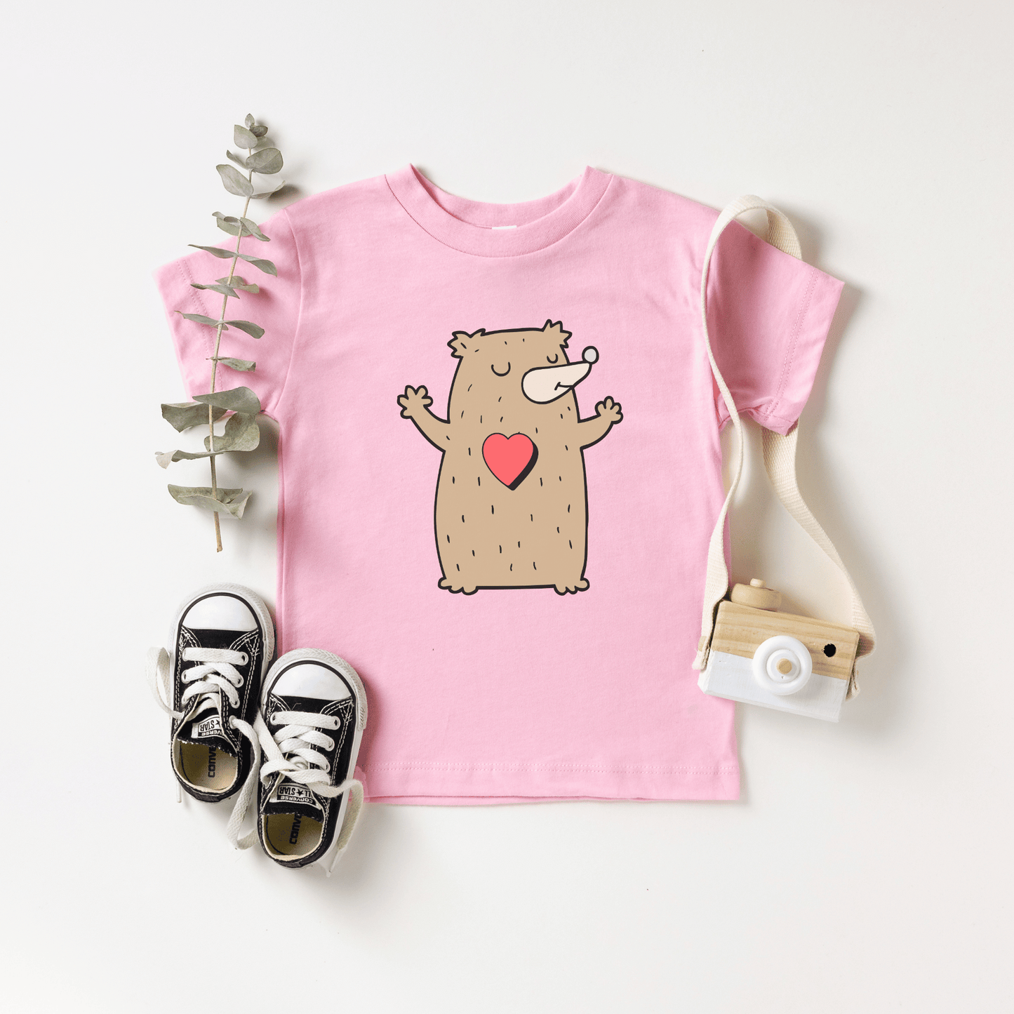 Hug Bear Heart Emotion Toddler Tee Feelings Shirt for 2-5-Year-Olds