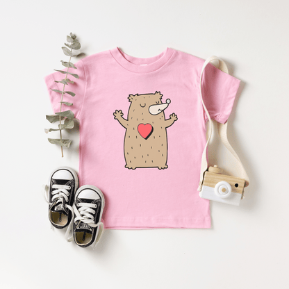 Hug Bear Heart Emotion Toddler Tee Feelings Shirt for 2-5-Year-Olds