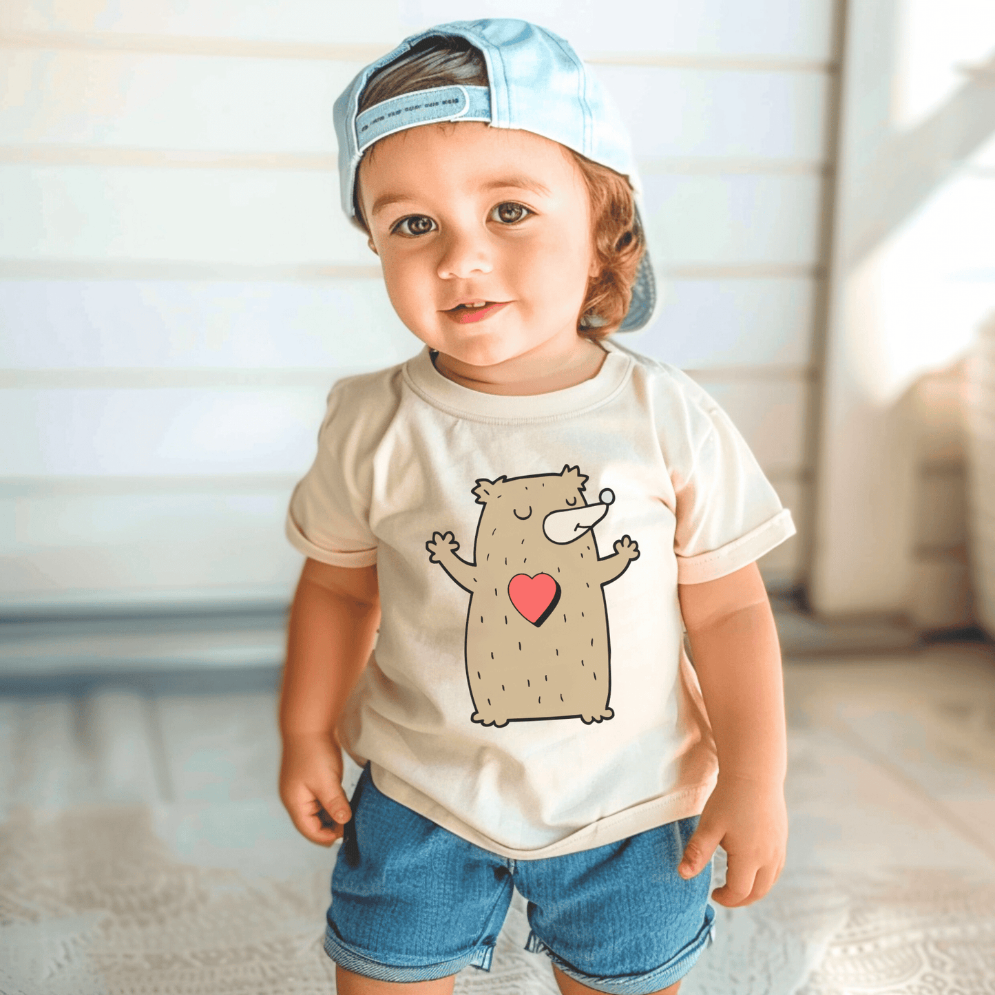 Hug Bear Heart Emotion Toddler Tee Feelings Shirt for 2-5-Year-Olds