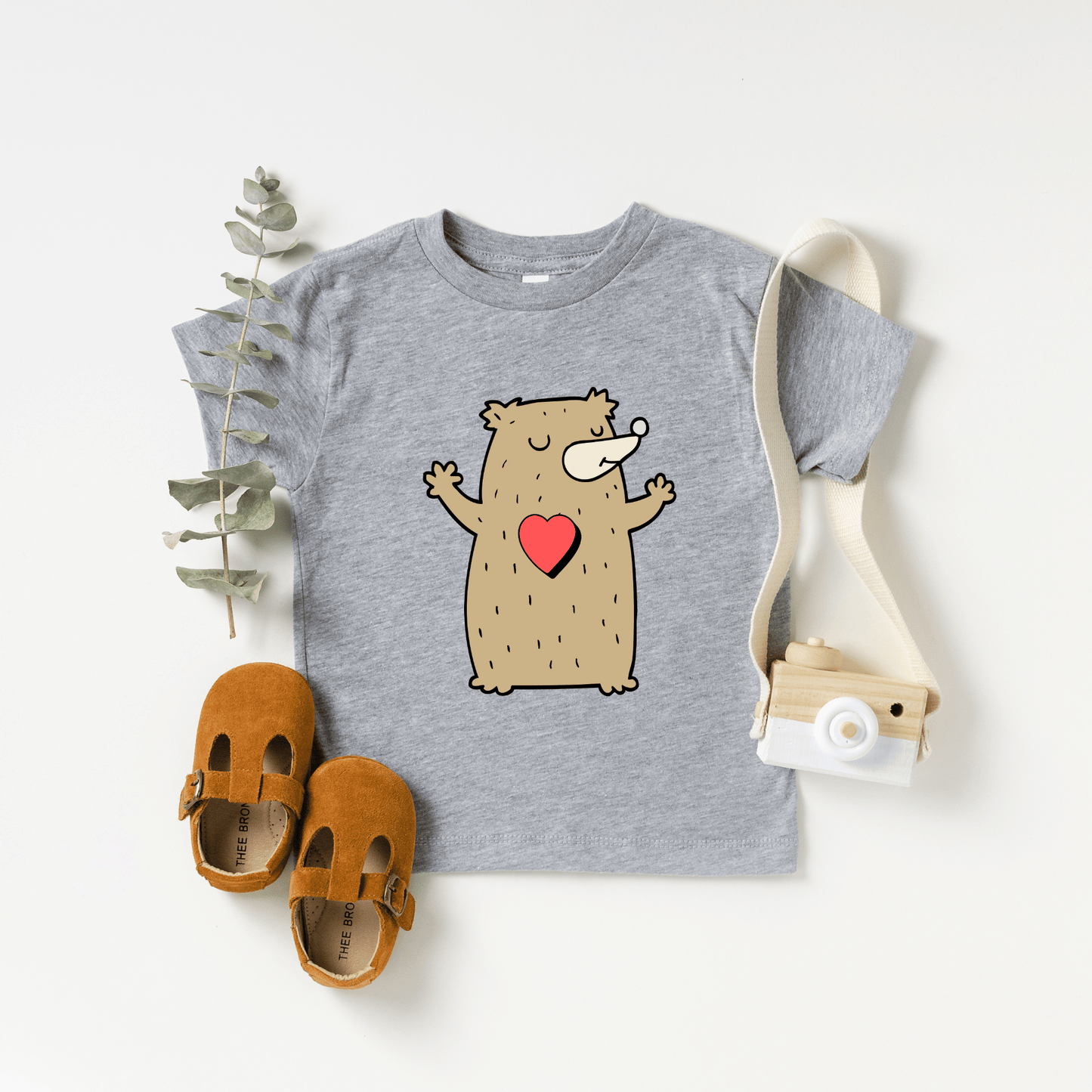 Hug Bear Heart Emotion Toddler Tee Feelings Shirt for 2-5-Year-Olds