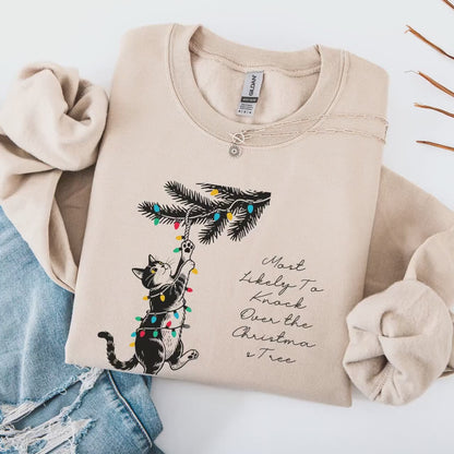 Funny Cat Christmas Sweatshirt - Soft Cotton, Unisex Holiday Apparel, Merry Christmas Top