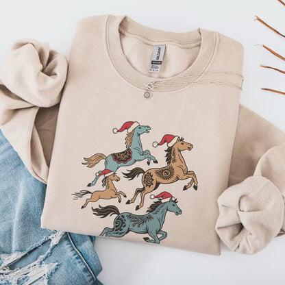 Funny Christmas Sweatshirt – Cozy Holiday Horse Gift | Relaxed Fit Hoodie