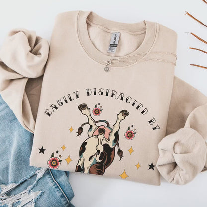 Funny Holiday Sweatshirt – Merry Cows Sweatshirt | Comfy Unisex Christmas Cow Shirt