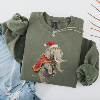 Christmas Elephant Sweatshirt - Cozy Xmas Pullover | Unique Animal Christmas Sweater