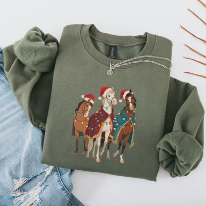Christmas Horse Sweatshirt - Funny Farmer Gift | Holiday Animal Sweatshirt