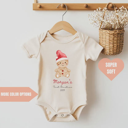 Personalised First Christmas Bodysuit Baby Xmas Ginger Cookie Bodysuit,