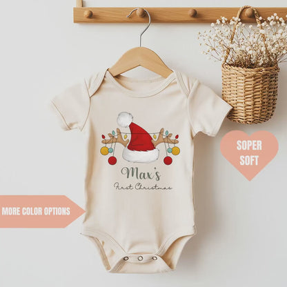 Cute Personalised First Christmas Baby Outfit