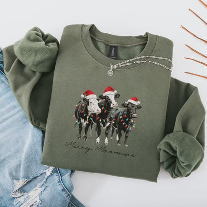 Funny Christmas Sweatshirt - Christmas Cow Shirt | Animal Holiday Tee Gift